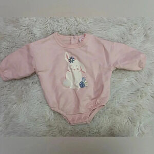 Wonder Nation easter bunny baby girl 0-3 month long sleeve bubble romper